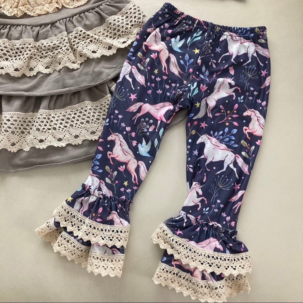 Boutique Embroidered Lace Unicorn 🦄 Pants Set - Picture 5 of 8
